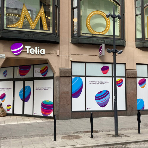 Telia Stockholm – Skyltar och tillfällig foliering